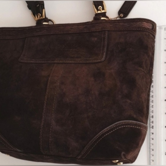 Coach 10442 Suede Tote Shoulder Handbag - Picture 11 of 12